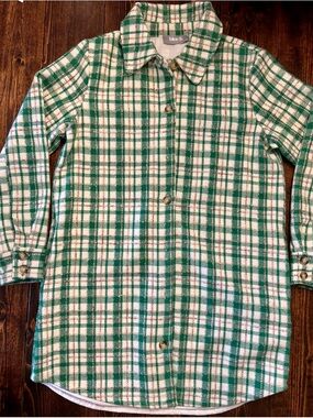 Blue B Collection Green & White Plaid Button-Up Jacket